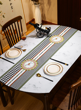 2023新款桌布防水防油免洗防烫椭圆形台布家用PPVC餐桌垫子茶桌垫