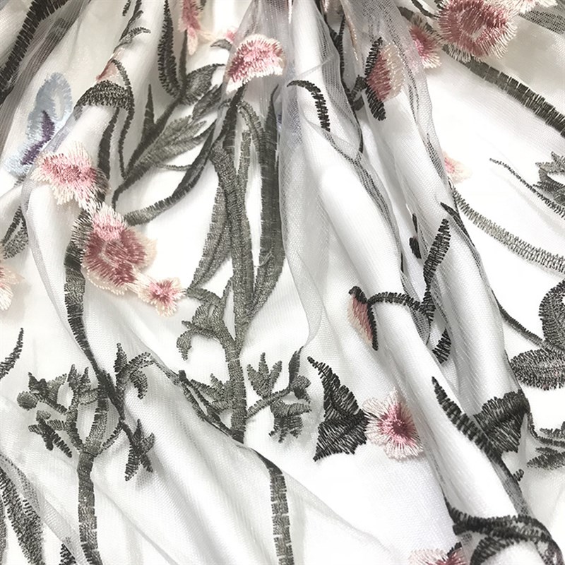 绣花面料女装礼服面料 女装连衣裙长裙网布刺绣花边布匹