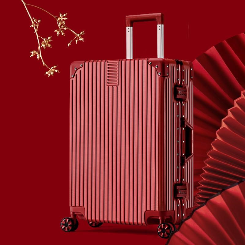 结婚行李箱陪嫁箱红色皮箱拉杆箱女密码婚礼新娘嫁妆婚嫁箱子一对