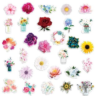 50PCS Mixed Pretty Flowers Stickers DIY Bike Travel Luggage