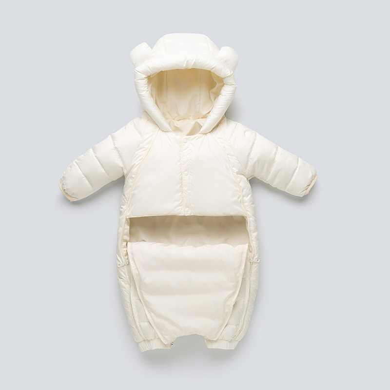 婴儿羽绒服冬季连体衣新生儿保暖哈衣抱衣男女Q宝宝冬装外出服爬