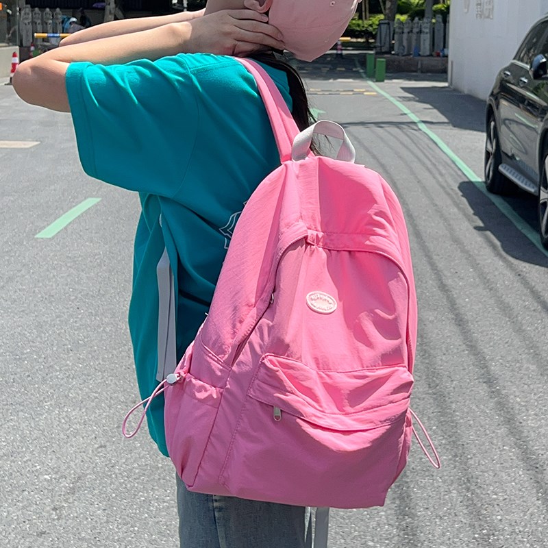 多巴胺轻便慵懒风双肩包高颜值糖果色户外旅游背包大学生小众书包