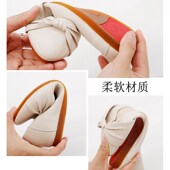 女2023春秋新款 平底鞋 中年浅口妈妈鞋 单鞋 夏女鞋 S子软皮软底豆豆