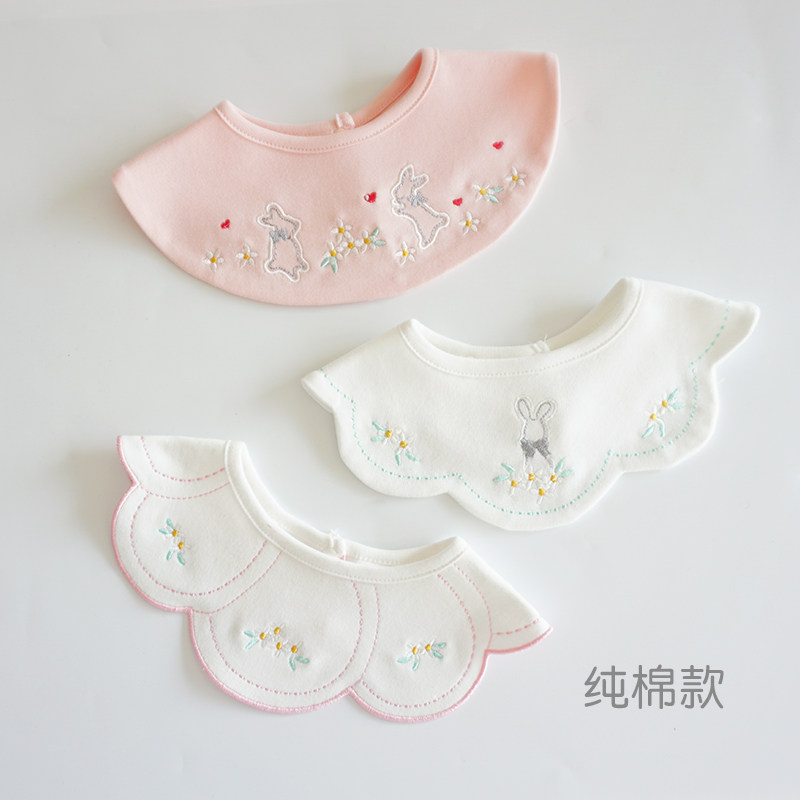 ins韩版新款花瓣款o宝宝围嘴棉质婴儿口水巾三条装组合口水兜02岁