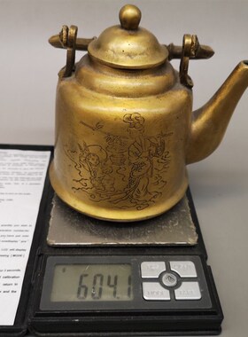 古玩铜器复古老式宫延铜茶壶纯铜提粱壶仙女壶家居铜壶收藏摆件