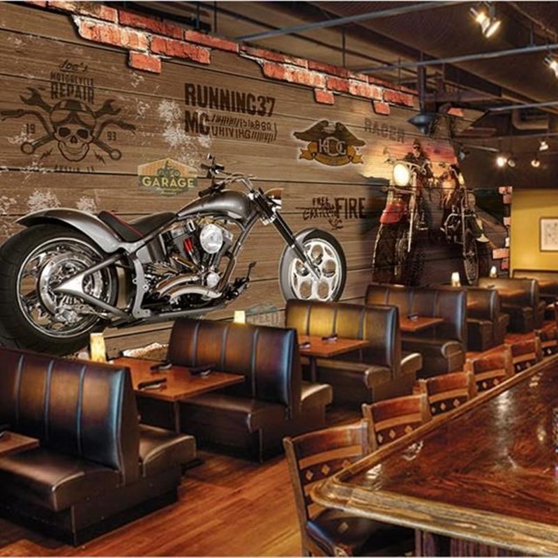 custom 3d photo wallpaper room mural retro motorcycle nostal