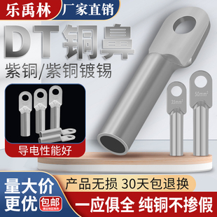 DT铜鼻子接线端子紫铜纯铜线鼻线x耳接头镀锡25 50平方镀锡堵