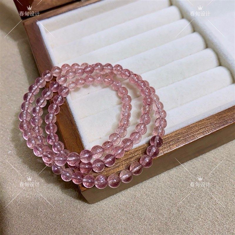天然白水体草莓晶单圈手串粉晶桃花女饰品冰透草莓晶送女友礼物,饰品/流行首饰/时尚饰品新,手饰/手串,淘宝优惠券,粉丝福利购,淘宝优惠卷
