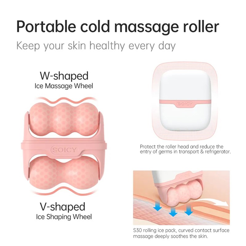 推荐Soicy S30 2-in-1 Ice Roller Facial Massage For Skin Care