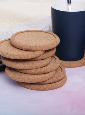 *6PCS Concave Round Cork Coaster Eco Friendly Table Mat Pad