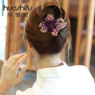 花朵顶夹优雅盘发横夹马尾扣大号夹层弹簧夹后脑勺发夹韩版马尾夹