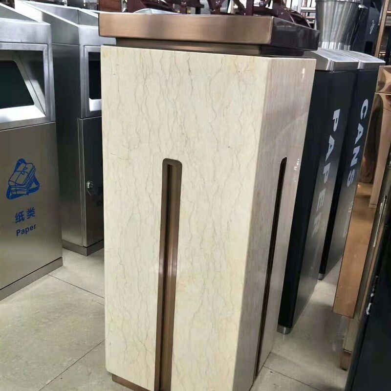 酒店大理石垃圾桶不锈钢带烟灰缸大堂厅立式果皮筒豪华电梯烟灰桶
