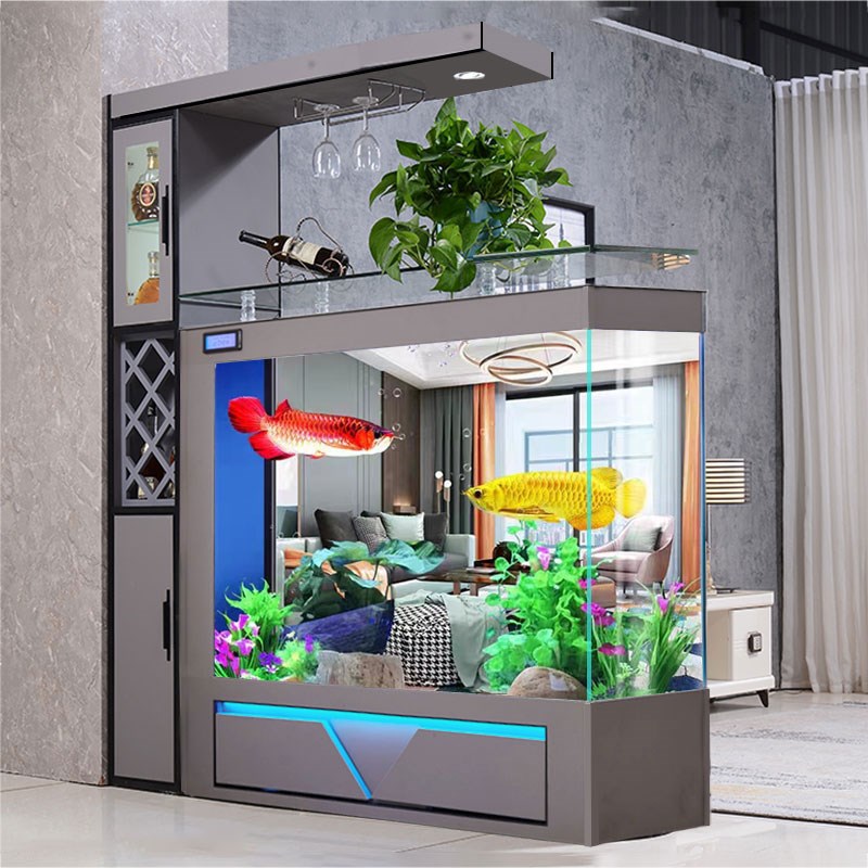 鱼缸客厅2024新款酒柜屏风隔断家用静音无管件轻奢家用落地水族箱