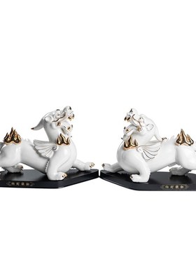 红色陶瓷貔貅摆件招财镇宅吉祥开业礼品客厅办公室装饰品家居饰品