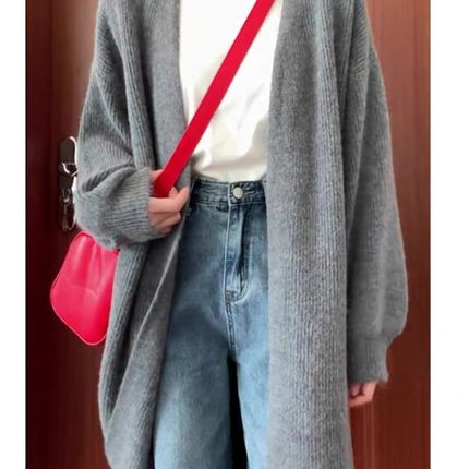 杏色浣熊绒毛衣外套女秋季新款慵懒风奶系穿搭秋冬中长款针织开衫