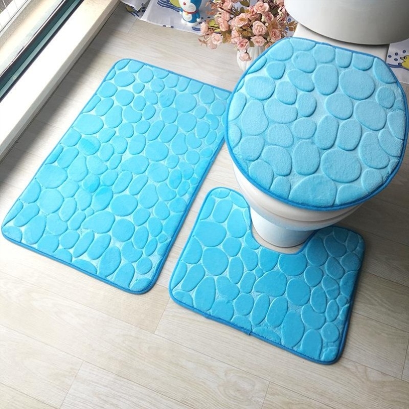 推荐3Pcs Bathroom Mat Set Kitchen Bath Carpet Toliet Rug Tap-封面