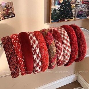 红色发箍女2024新款宽边压发洗脸头箍高级感洋气时尚头饰发卡头窟