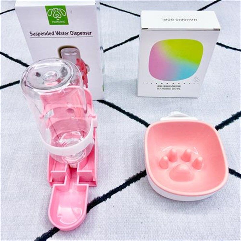 宠物饮水器猫咪悬挂式笼子狗狗自动喝喂水碗慢食W可固定食盆防