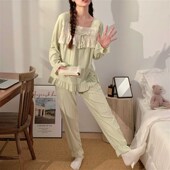 荷叶边公主风睡衣女款 春秋季 长袖 2024年春秋新款 套装 家居服