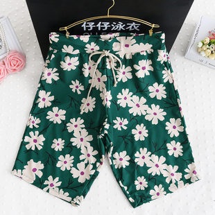 大码 男士 宽松防尴尬泳裤 长腿裤 G可以下水松紧腰绑带温泉显 沙滩裤