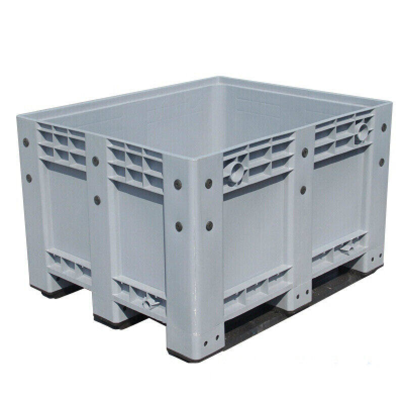 万尊封闭式卡板箱灰色1200*1000*780mmL堆高机托盘箱车间周转箱废