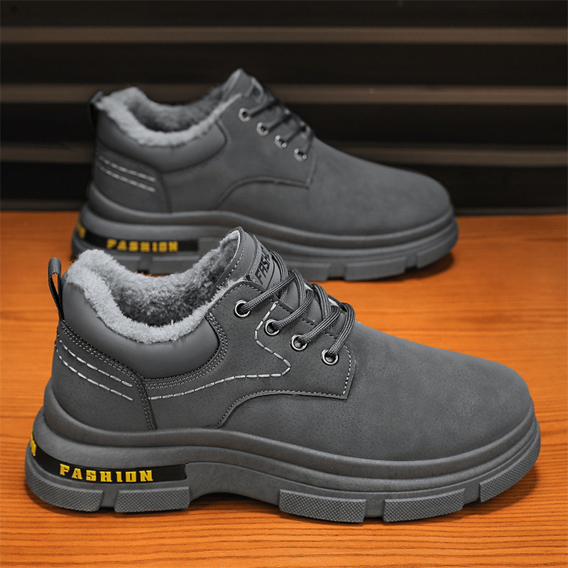 马丁靴男款冬季2023新款低帮二棉加绒加厚保暖棉靴U英伦大黄工装