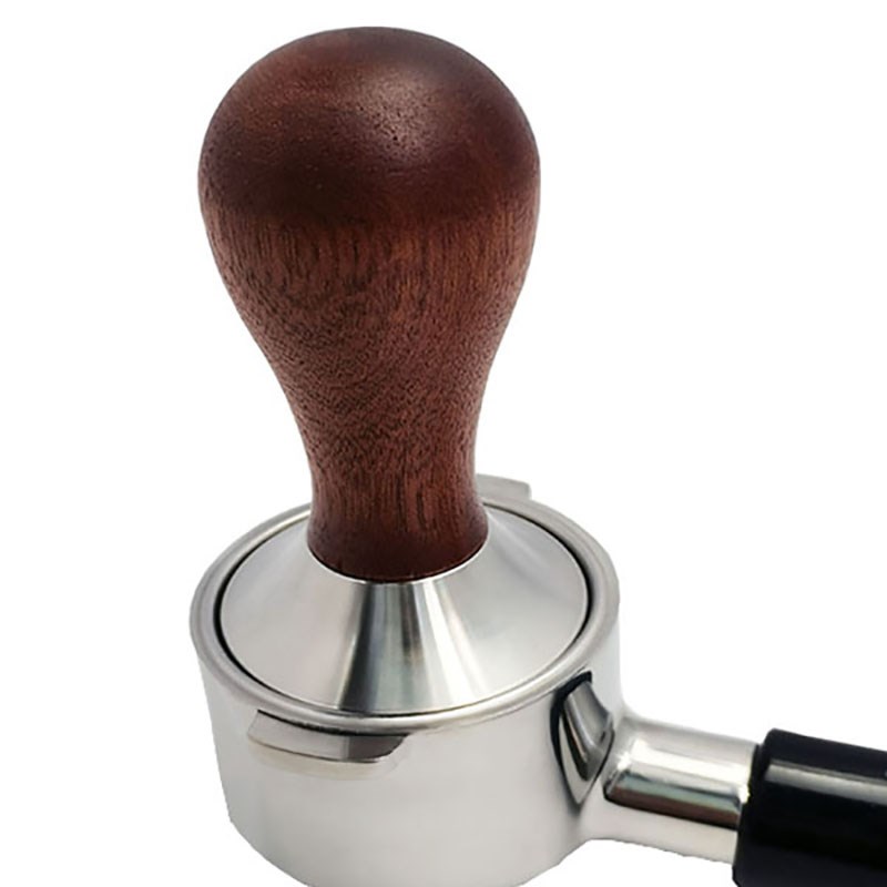Coffee Tamper with 304 Stainless Steel Base & Solid Wood Han