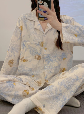 秋季月子服春秋纯棉产后产妇睡衣孕妇家居服两件套开襟哺乳喂奶衣