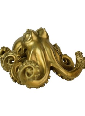 纯铜实心八方来财大章鱼随身手把件解压按摩把玩件桌面镇纸笔架