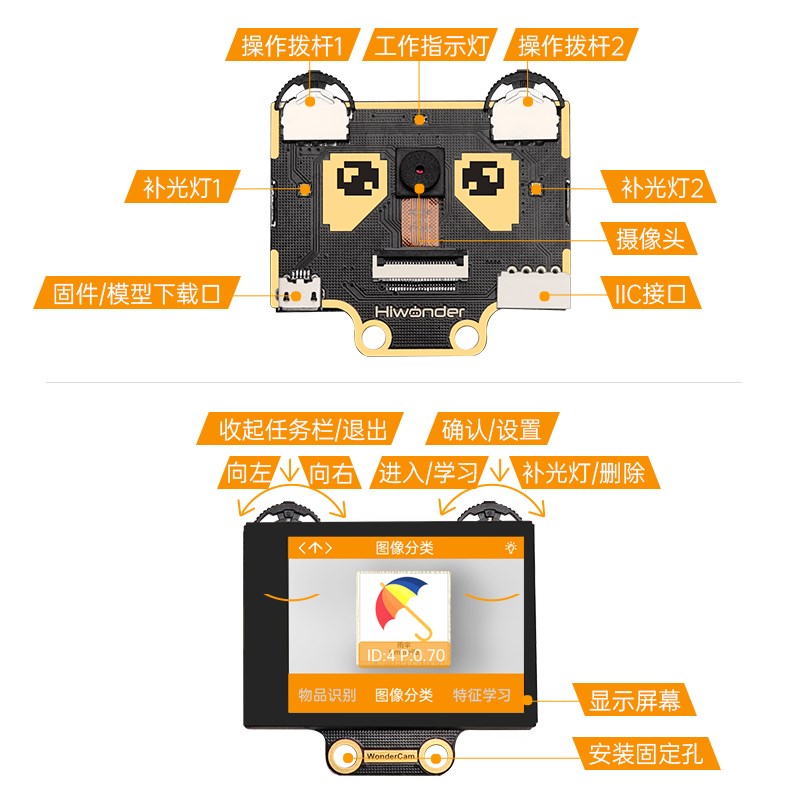 幻尔 小幻熊视h觉模块基于K210人脸颜色物品识别定位 Ai视觉感测 电子元器件市场 摄像头模块/视频采集模块 原图主图