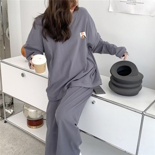 可外穿休闲运动家居服 睡衣女冬季 德绒保暖薄绒长袖 长裤 两件套装