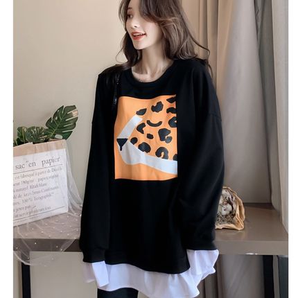 孕妇春装两件套时尚款孕妇卫衣中长E款春秋款宽松长袖上衣打底裤