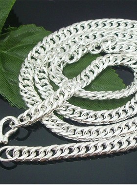 外贸热推粗款马鞭j链嘻哈霸气铜镀银扁平链 侧身链条古巴链男