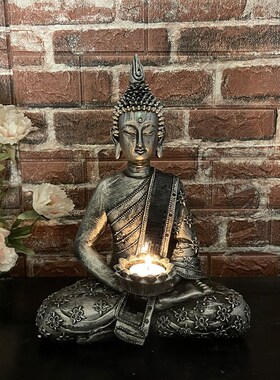 跨境新品树脂工艺品佛像烛台摆件仿古创意玄关Rspa美容院盆景