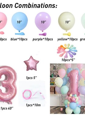 63pcs Macaroon Latex balloons Candy Pink Ballons Set 1 2 3 4