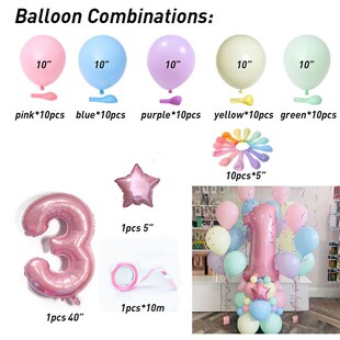 63pcs Macaroon Latex balloons Candy Pink Ballons Set 1 2 3 4