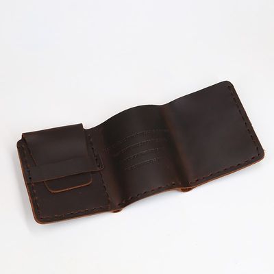 速发SIMLINE Genuine Leather Men Wallet Vintage Handmade Craz