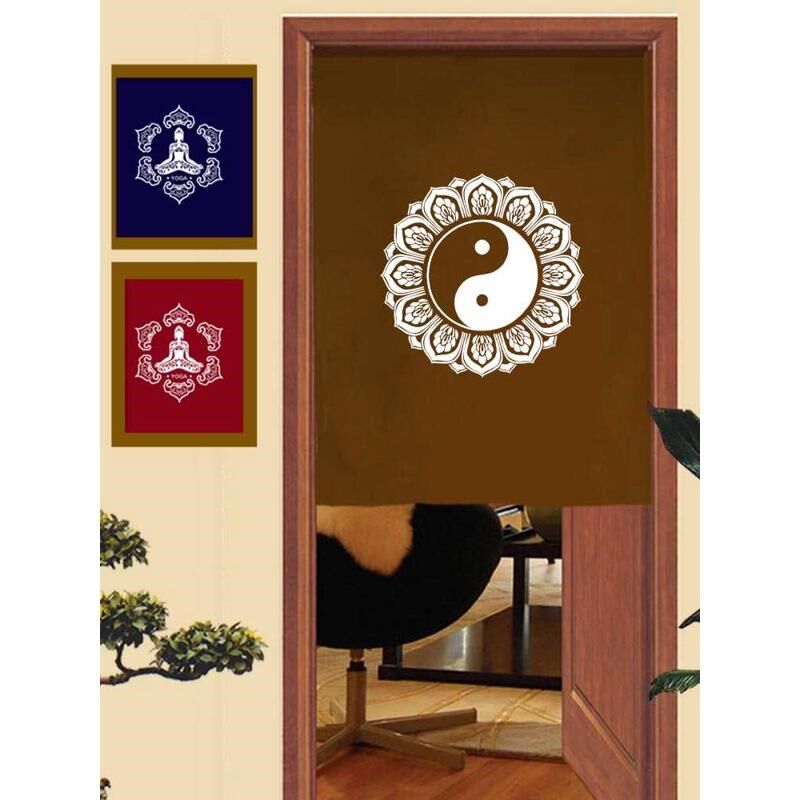八卦图布艺门帘定制 佛室佛龛挂帘茶室禅房隔断帘家用帘商用布帘