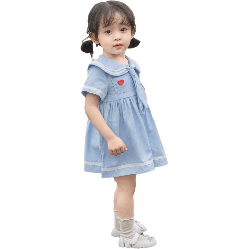现货女童短袖洋装2l023夏装新款女宝宝公主裙韩版中小孩童裙子学