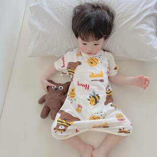 款宝宝睡袍婴幼儿连体睡衣男童卡通呼吸家居服薄款睡袋无新款