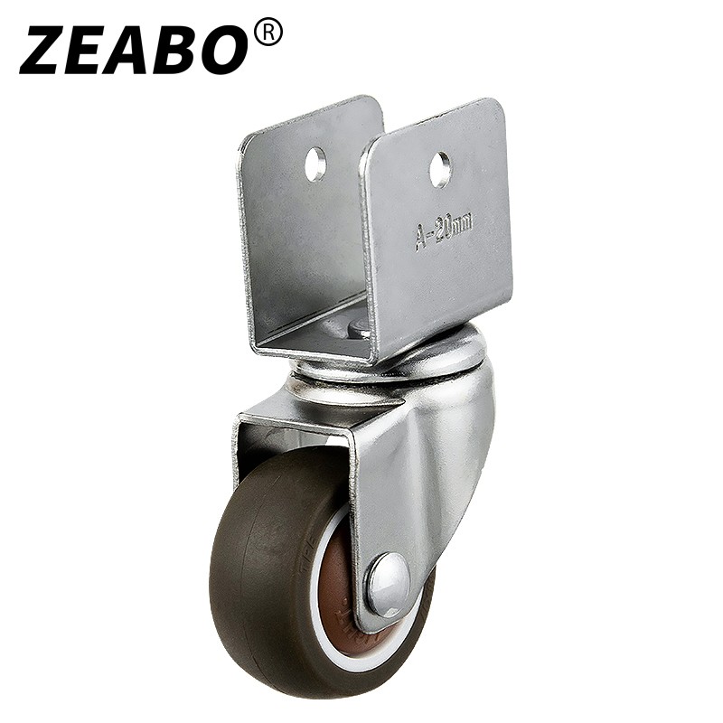 (4只装)2寸U型夹板万向轮子脚轮家具婴儿床配件静音橡胶轮滑轮