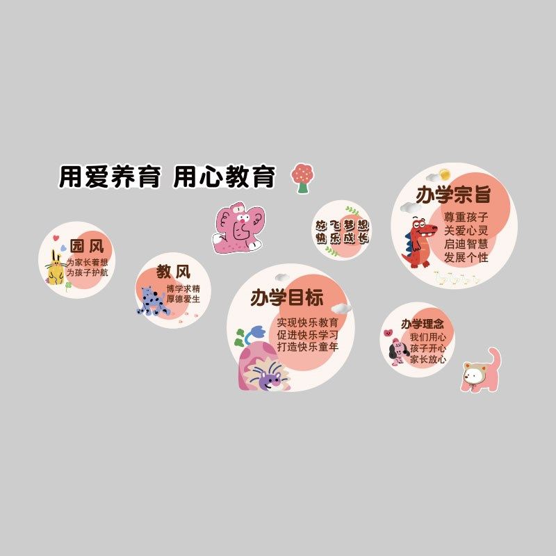 幼儿园文化墙面装饰理念环创主题墙成品午托管班走廊形象墙贴设计,家居饰品,文化墙贴,淘宝优惠券,粉丝福利购,淘宝优惠卷