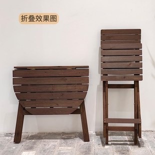 小户型家用阳台靠墙多功能吃饭半圆桌椅套 6R简易实木折叠桌便携式
