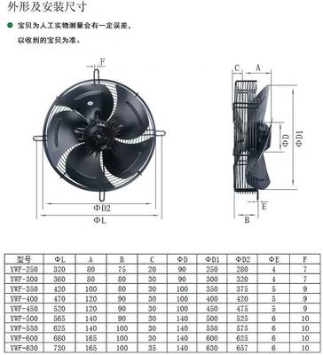 YWF外转子轴流风机4E/4D 220/380V吸风/吹风冷凝器冷库冷凝通风器