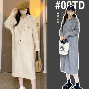 孕妇装秋冬洋装202o3新款中长款冬季卫衣裙宽松冬天毛衣裙秋装女