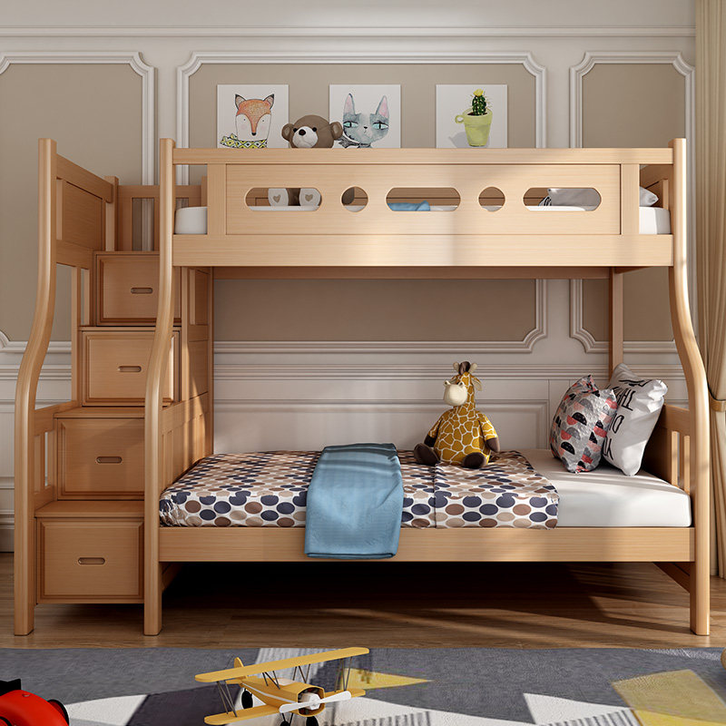 儿童床全实木上下床双层交错式上下铺高低子母床两层带护栏男女孩,住宅家具,高低/子母床,淘宝优惠券,粉丝福利购,淘宝优惠卷
