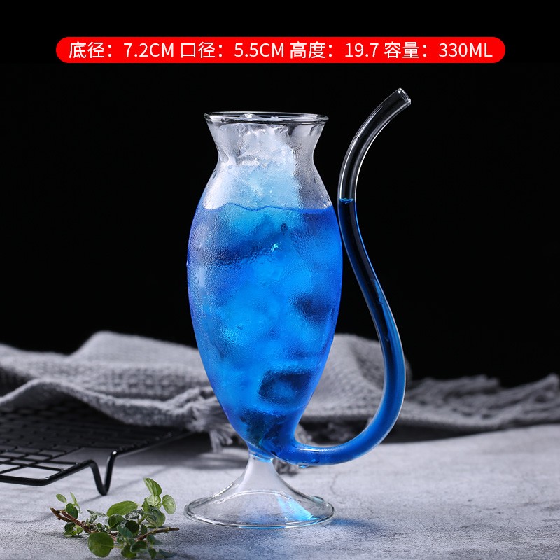 小众高货创意个性吸血鬼杯子水晶玻璃鸡尾酒杯酒吧调酒杯北欧吸管