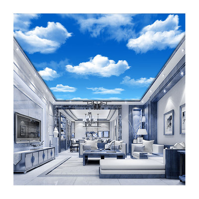 3D竹木纤维酒店蓝天白云大厅吊顶集成墙板全屋天花板卧室客厅扣板