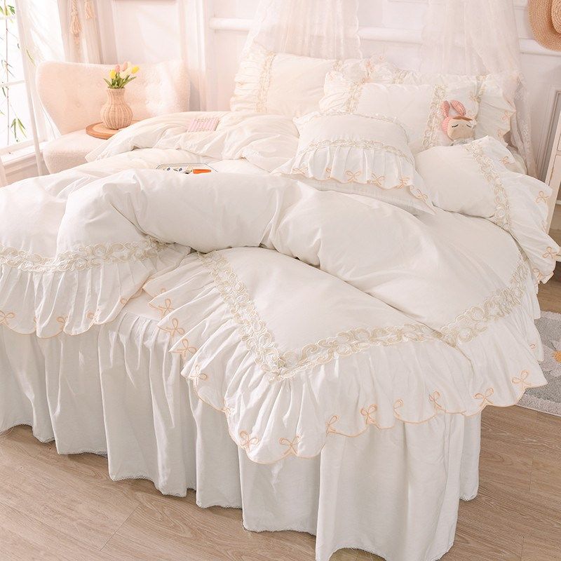 全棉四件套床裙式春夏季韩版蕾丝花边碎花公主风1.8m床上新款,床上用品,床品套件/四件套/多件套,淘宝优惠券,粉丝福利购,淘宝优惠卷
