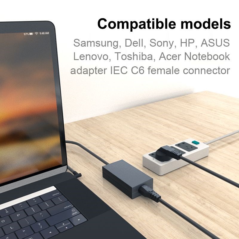 E AC Power Cord Cable Euro IEC C5 Power Extension Cable 1.2m